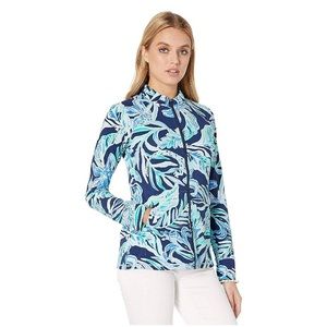 Lilly Pulitzer XL UPD 50+ Hadlee Jacket High Tide Navy Ready Set Gecko Luxletic